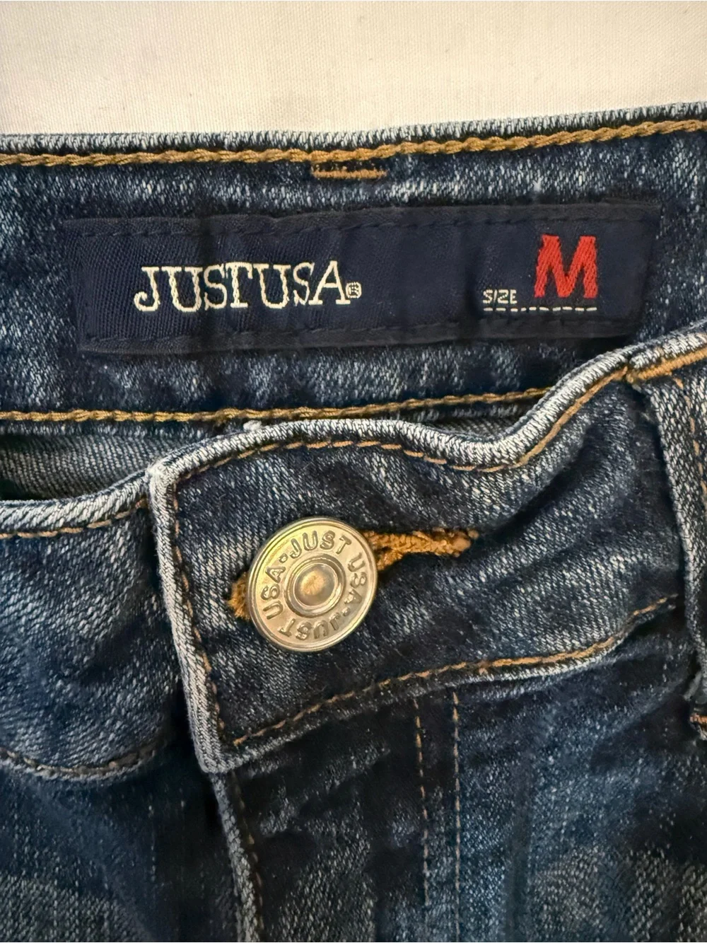 Just USA Distressed Denim Cutoff Shorts Women’s Medium Raw Hem Jean Shorts